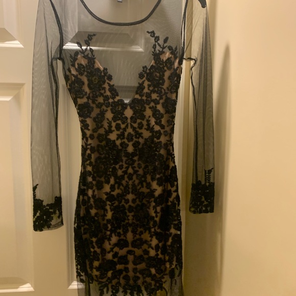 For Love And Lemons Dresses & Skirts - For Love & Lemons Black Floral Lace Overlay Mini Dress